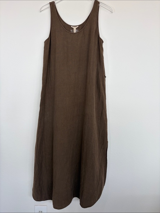 Eileen Fisher Dresses & Skirts - Eileen Fisher Brown Sleeveless Linen Maxi Dress